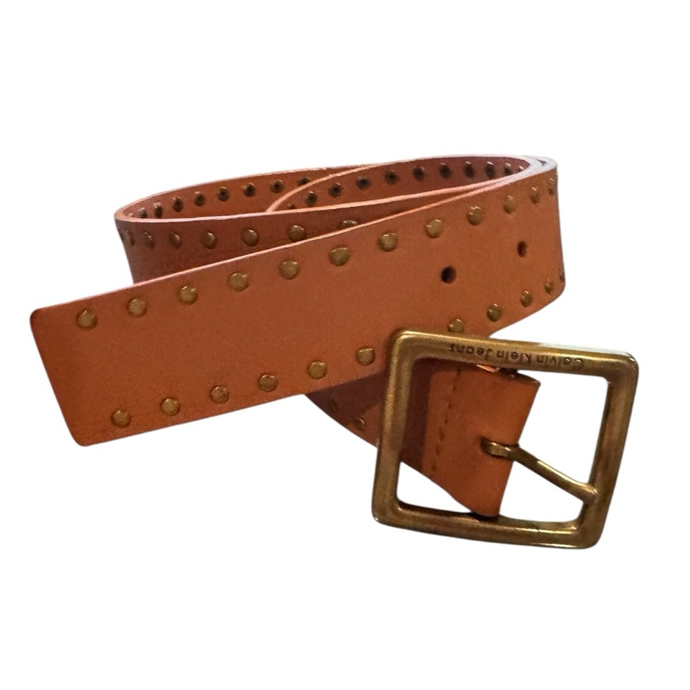 Calvin Klein Brown Brass Studded Belt S/M